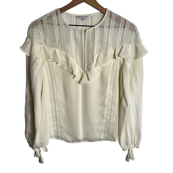 Rebecca Minkoff Sylvia Ivory Long Sleeve Women Blouse Large - Picture 2 of 7